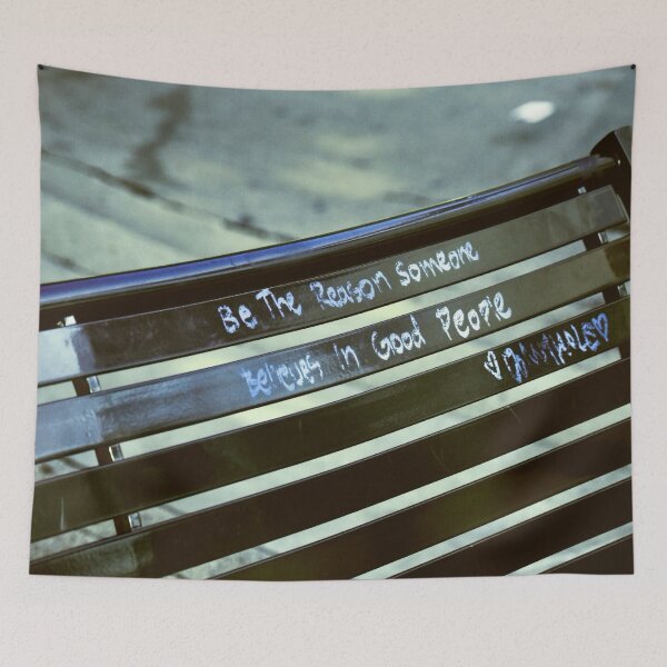 Item preview, Be the Reason Someone Believes – Chalk Quote on State Street Bench designed and sold by aadventures.