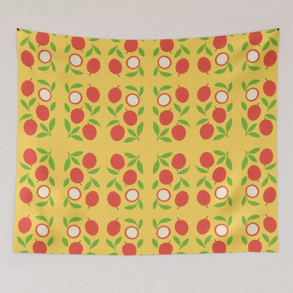 Item preview, Hand-Drawn Lychee Pattern on Yellow – Seamless Fruit Illustration designed and sold by Asbiell.