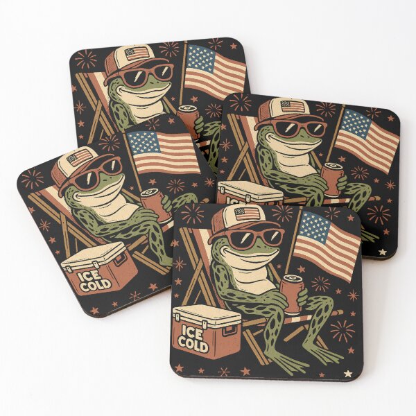 Item preview, Patriotic Frog with American Flag and Ice Cold Drink designed and sold by haitrieuic96.
