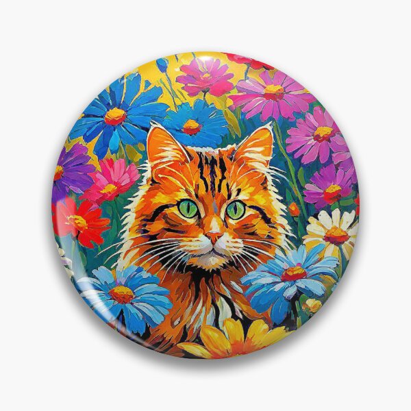 Item preview, Digital Painting of Brown Cat in the middle of a field of flowers. designed and sold by Giulivo Store Graphic.