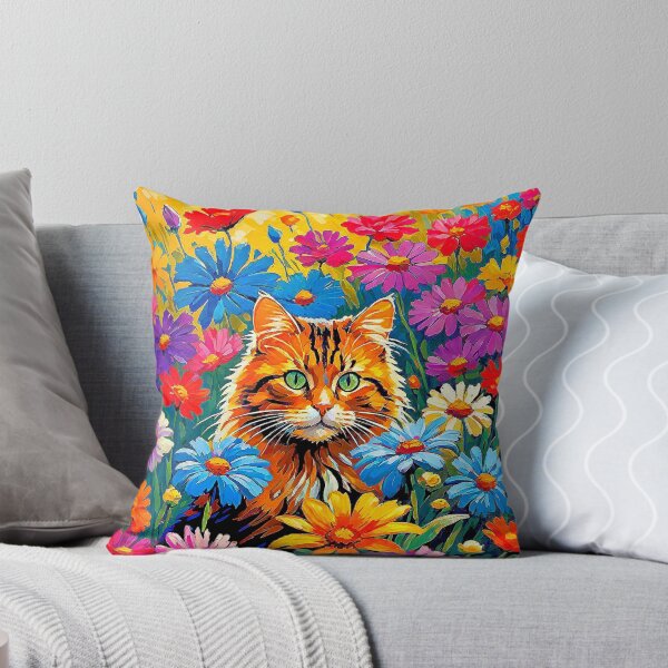 Item preview, Digital Painting of Brown Cat in the middle of a field of flowers. designed and sold by Giulivo Store Graphic.