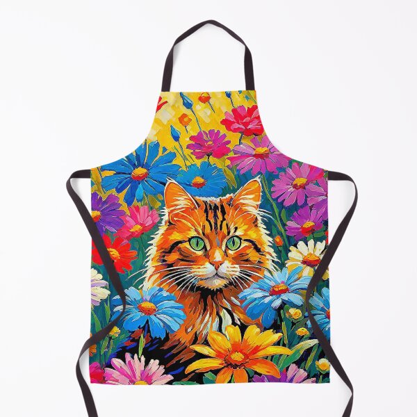 Item preview, Digital Painting of Brown Cat in the middle of a field of flowers. designed and sold by Giulivo Store Graphic.