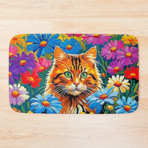 Item preview, Digital Painting of Brown Cat in the middle of a field of flowers. designed and sold by Giulivo Store Graphic.