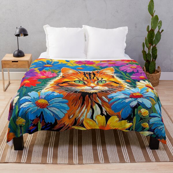 Item preview, Digital Painting of Brown Cat in the middle of a field of flowers. designed and sold by Giulivo Store Graphic.