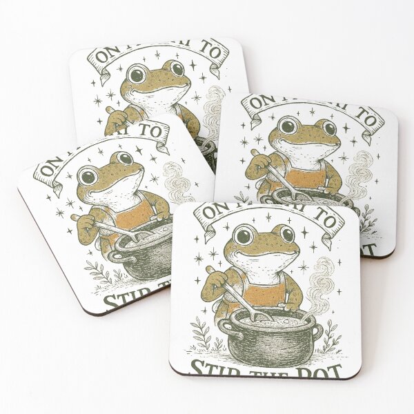 Item preview, Whimsical Frog Cooking in Pot with Mischievous Stirring Quote designed and sold by haitrieuic96.