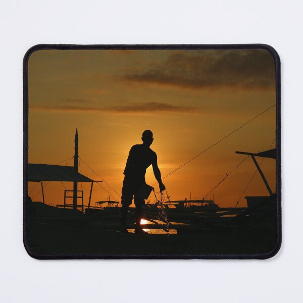 Item preview, Fisherman Silhouette and Boats Docked at the Beach designed and sold by SarahSison.