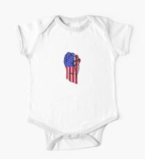 Merica American Flag Fist July 4th Independence Day One Piece - Short Sleeve