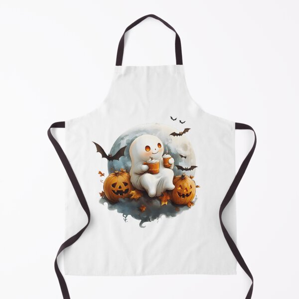 Item preview, Cute Halloween Ghost with Coffee and Pumpkins designed and sold by Mariana Shymkovych.