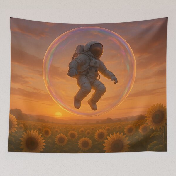 Item preview, Astronaut Floating Over Sunflower Field at Sunset designed and sold by SassyArtistry.