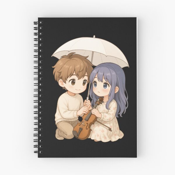 Item preview, Chibi Boy Teaching Girl Violin – Cute Romantic Music Moment Illustration designed and sold by ColorSplash123.