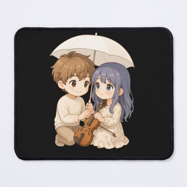 Item preview, Chibi Boy Teaching Girl Violin – Cute Romantic Music Moment Illustration designed and sold by ColorSplash123.