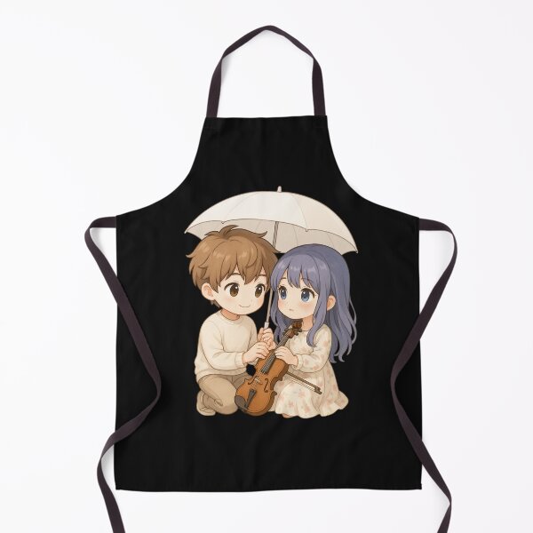 Item preview, Chibi Boy Teaching Girl Violin – Cute Romantic Music Moment Illustration designed and sold by ColorSplash123.
