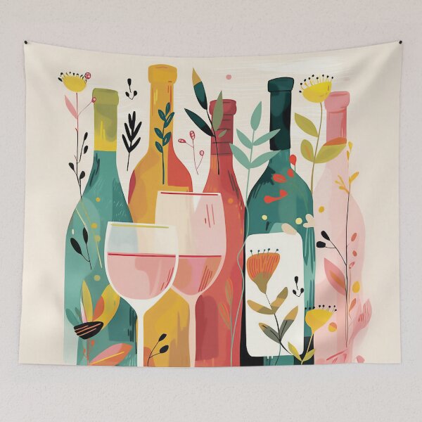Item preview, Colorful Wine Bottles and Flowers designed and sold by junkydotcom.