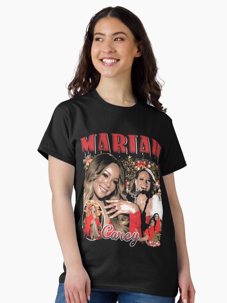 Red Holiday Glam Collage With Mariah Carey For Christmas Music Lovers, Gift For R&B Holiday Fans Classic T-Shirt