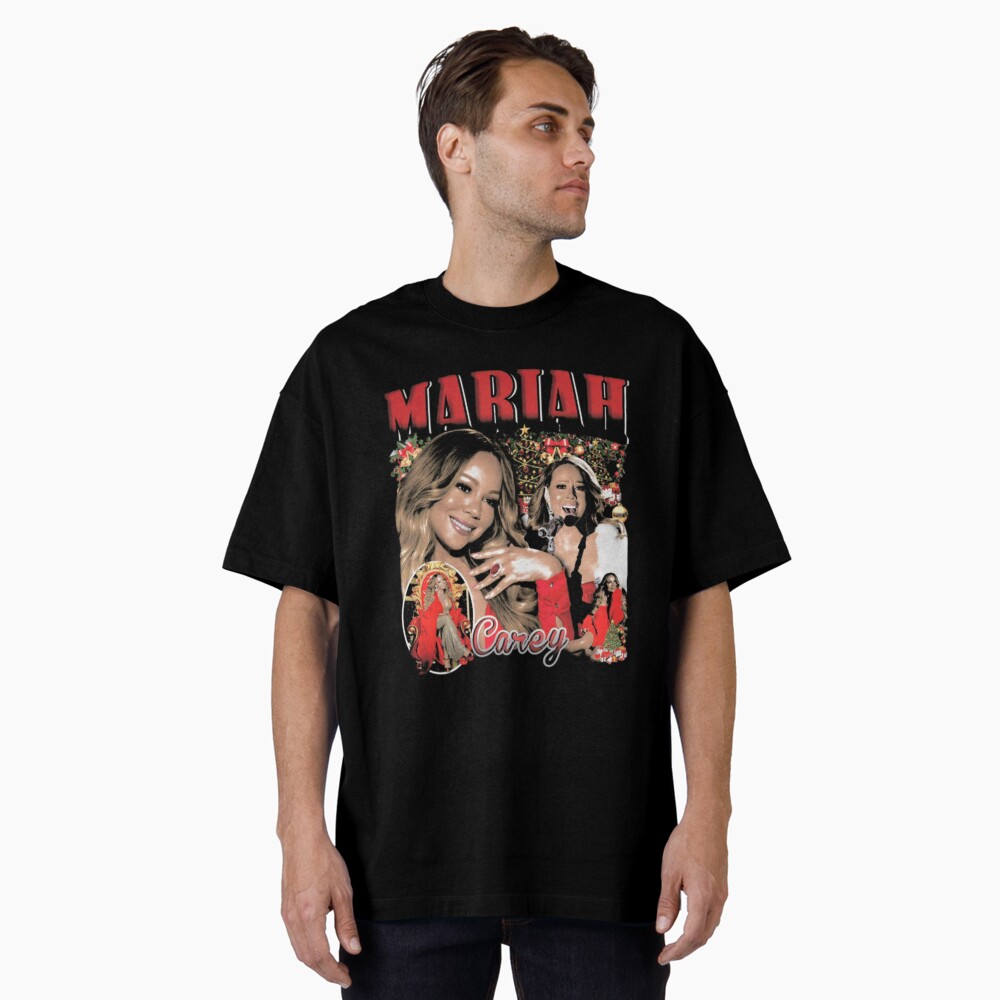 Red Holiday Glam Collage With Mariah Carey For Christmas Music Lovers, Gift For R&B Holiday Fans Classic T-Shirt