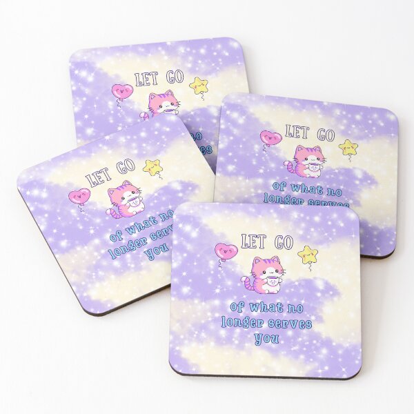 Item preview, Let Go of What No Longer Serves You | Kawaii Cat with Tea | Pastel Mindfulness Design designed and sold by MagicContOasis.