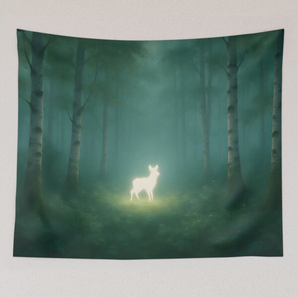 Item preview, Glowing Deer in Enchanted Forest at Dusk designed and sold by SassyArtistry.