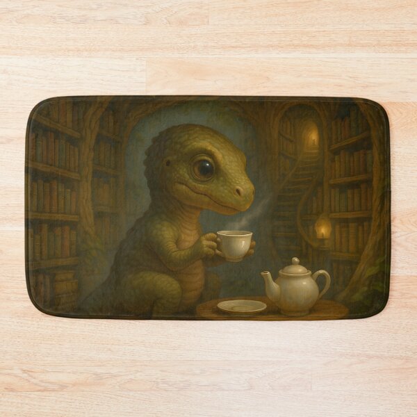 Item preview, Tea Time with a Lizard in a Forest Library designed and sold by SassyArtistry.