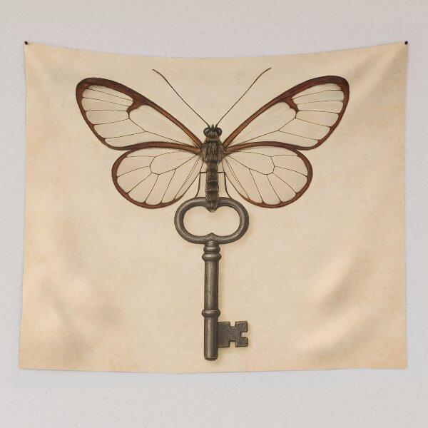 Item preview, Butterfly Wings on Vintage Skeleton Key designed and sold by SassyArtistry.