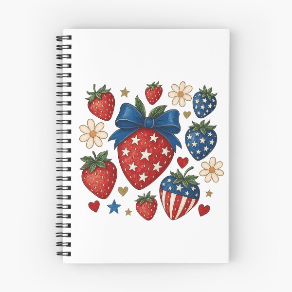Item preview, USA Patriotic Strawberry Design with Stars and Flowers designed and sold by DuneHaicna.