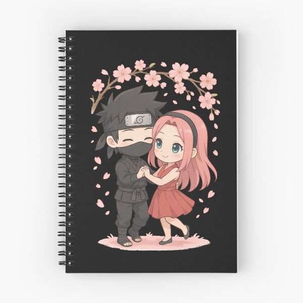 Item preview, Chibi Ninja Couple Dancing Under Cherry Blossoms | Cute Romantic Japanese Aesthetic designed and sold by ColorSplash123.