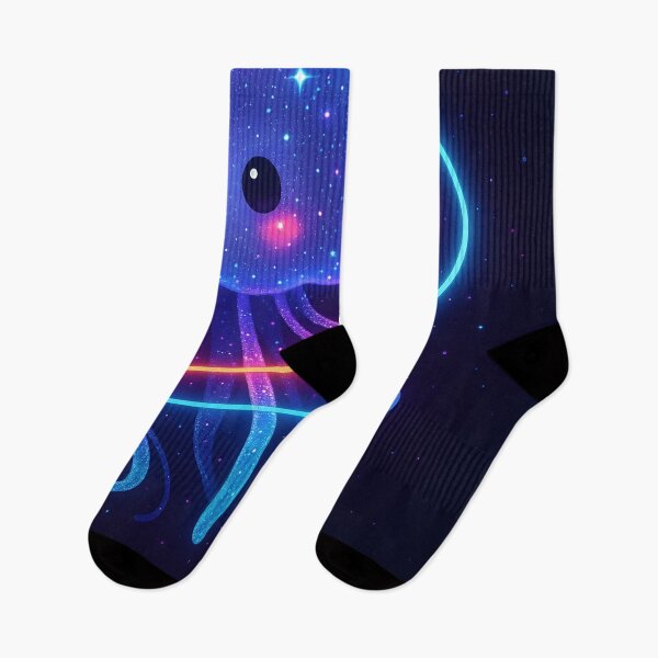 Item preview, Kawaii Jellyfish Floating Through Neon Galaxy designed and sold by SassyArtistry.