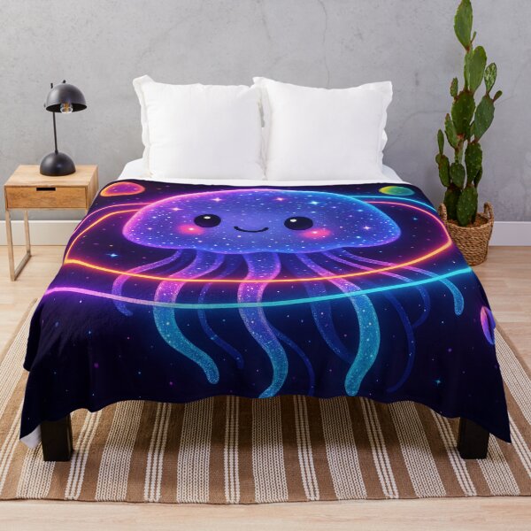 Item preview, Kawaii Jellyfish Floating Through Neon Galaxy designed and sold by SassyArtistry.