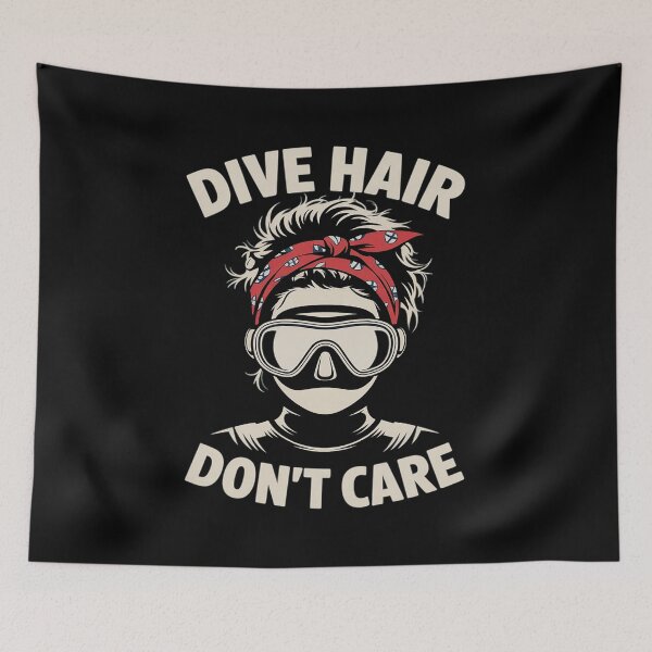 Item preview, Dive Hair Don't Care Funny Scuba Diving Flag Girl Diver designed and sold by LAZAR-EG.