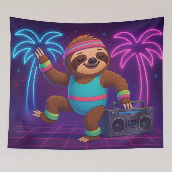 Item preview, Retro Sloth Vibes with Neon Palms designed and sold by SassyArtistry.
