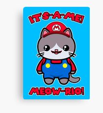 Cat Cute Funny Kawaii Mario Parody Canvas Print