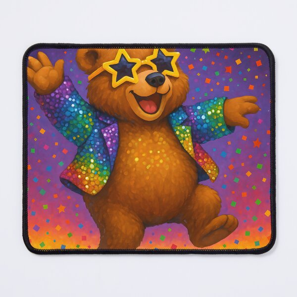 Item preview, Funky Disco Bear in Rainbow Jacket designed and sold by SassyArtistry.