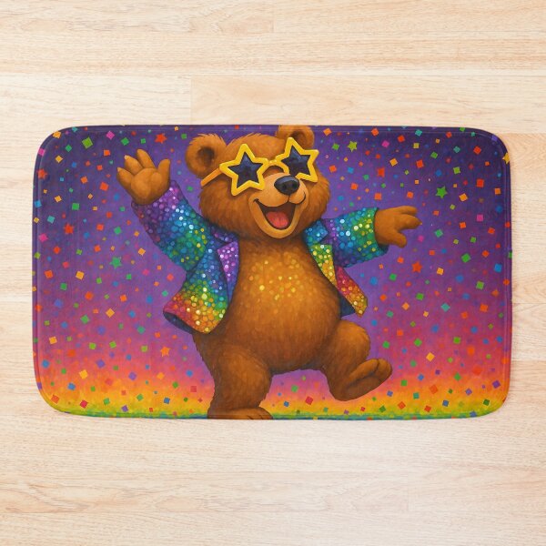 Item preview, Funky Disco Bear in Rainbow Jacket designed and sold by SassyArtistry.