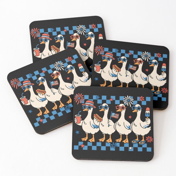 Item preview, Funny Patriotic Ducks Parade with Fireworks designed and sold by YubitaLeLe.