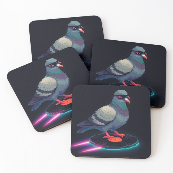 Item preview, Pixel Pigeon Riding Neon Hoverboard designed and sold by SassyArtistry.