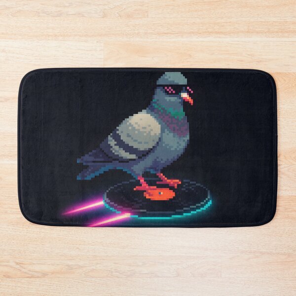 Item preview, Pixel Pigeon Riding Neon Hoverboard designed and sold by SassyArtistry.