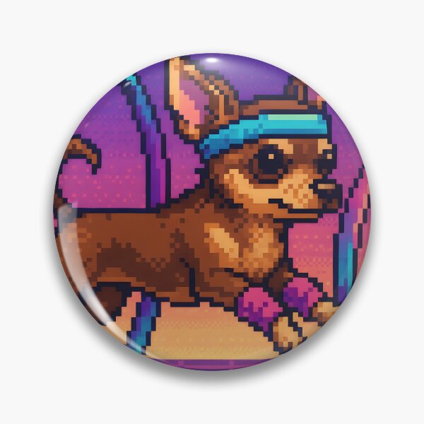 Item preview, Pixel Chihuahua Jumping Through Neon Hoops designed and sold by SassyArtistry.