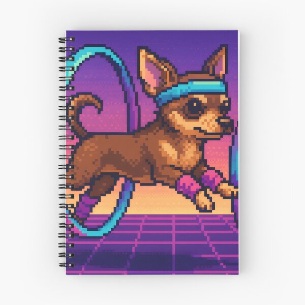 Item preview, Pixel Chihuahua Jumping Through Neon Hoops designed and sold by SassyArtistry.