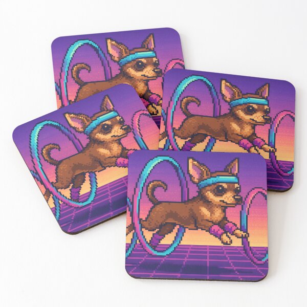 Item preview, Pixel Chihuahua Jumping Through Neon Hoops designed and sold by SassyArtistry.