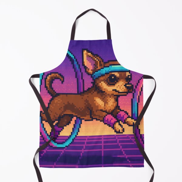 Item preview, Pixel Chihuahua Jumping Through Neon Hoops designed and sold by SassyArtistry.