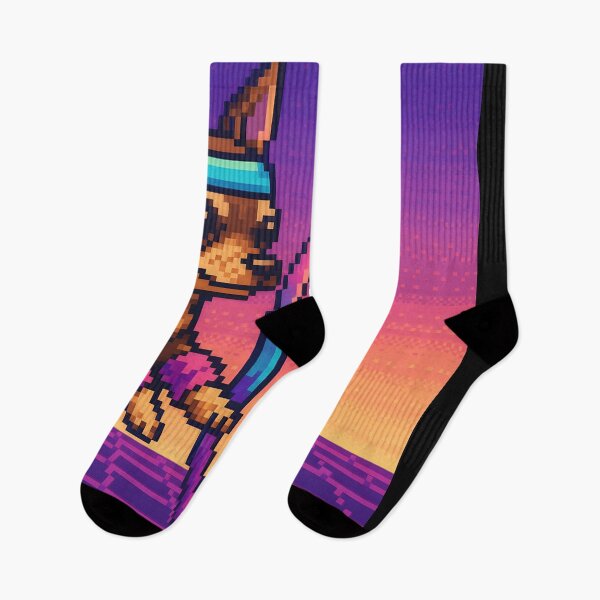 Item preview, Pixel Chihuahua Jumping Through Neon Hoops designed and sold by SassyArtistry.