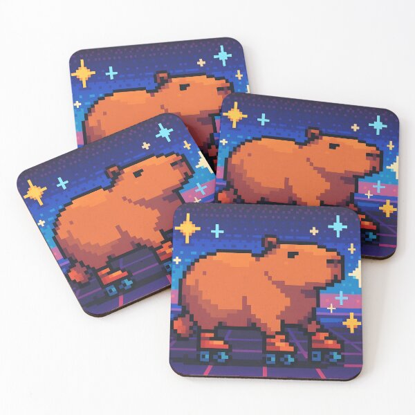 Item preview, Pixel Capybara Skating Through Retro Stars designed and sold by SassyArtistry.