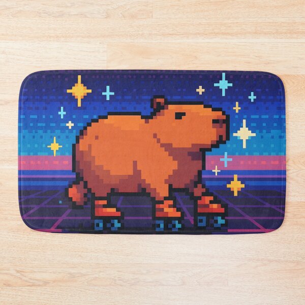 Item preview, Pixel Capybara Skating Through Retro Stars designed and sold by SassyArtistry.