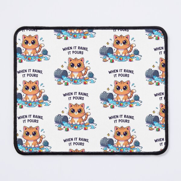 Item preview, Grumpy Orange Cat - When It Rains, It Pours - Cute Funny Chibi Design designed and sold by LittleRags.