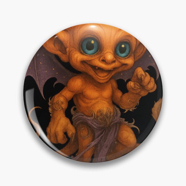 Item preview, Cute Baby Demon Creature with Big Eyes and Moon Wings Fantasy Art designed and sold by Daagath.