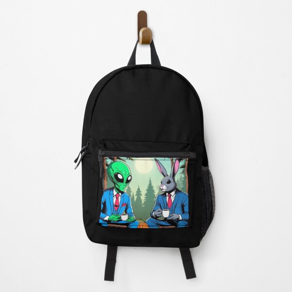 Item preview, an alien and a bunny drinking coffee in the forest designed and sold by Dogandesighn.