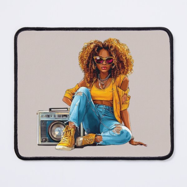 Item preview, Funky Retro Queen with Boombox - Afrocentric Style designed and sold by Myra365Art.