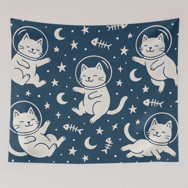 Item preview, Cute Astronaut Cats Floating in Space designed and sold by SassyArtistry.