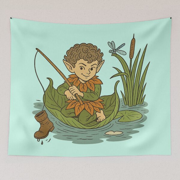 Item preview, Elfin Fishing Day With A Brown Surprise designed and sold by iamdesigns14.