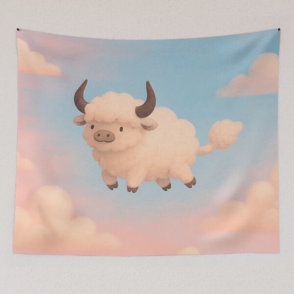 Item preview,  Fluffy Yak Flying Through Cotton Candy Clouds designed and sold by SassyArtistry.