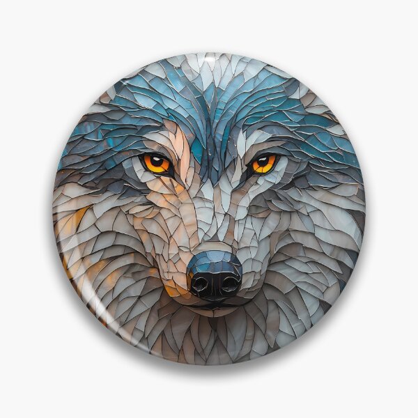 Item preview, Mosaic Wolf Staring Boldly At Fiery Forest designed and sold by mildaclairmo.